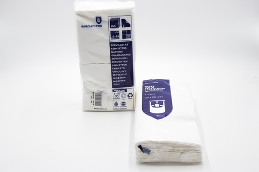 [102.3] SERVIETTE 25X25 BLANCHE X4800